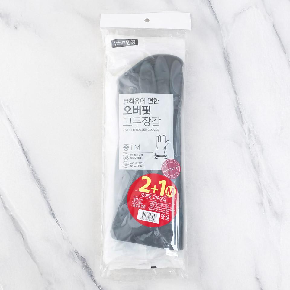 명진 오버핏 고무장갑 중(그레이) 2+1